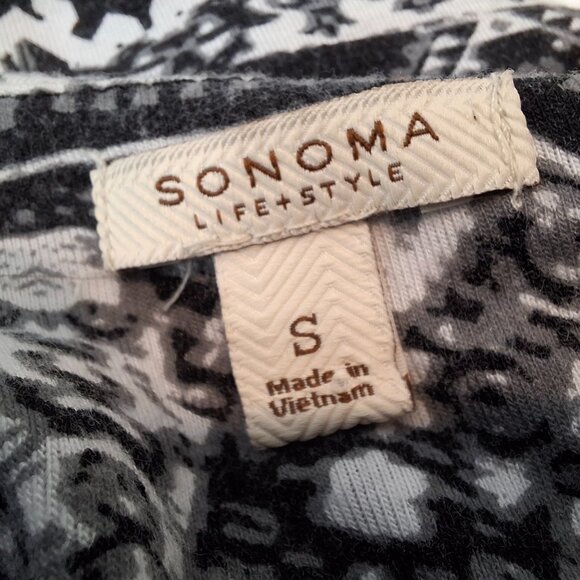 Sonoma Beachy Maxi Geometric Print Cool Stretchy Dress Elastic Waist Size S - Picture 6 of 8